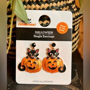 Halloween Cat and Pumpkin Earrings
